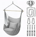 Athena Collection Hammock Chair Hanging Rope Swing, Gray