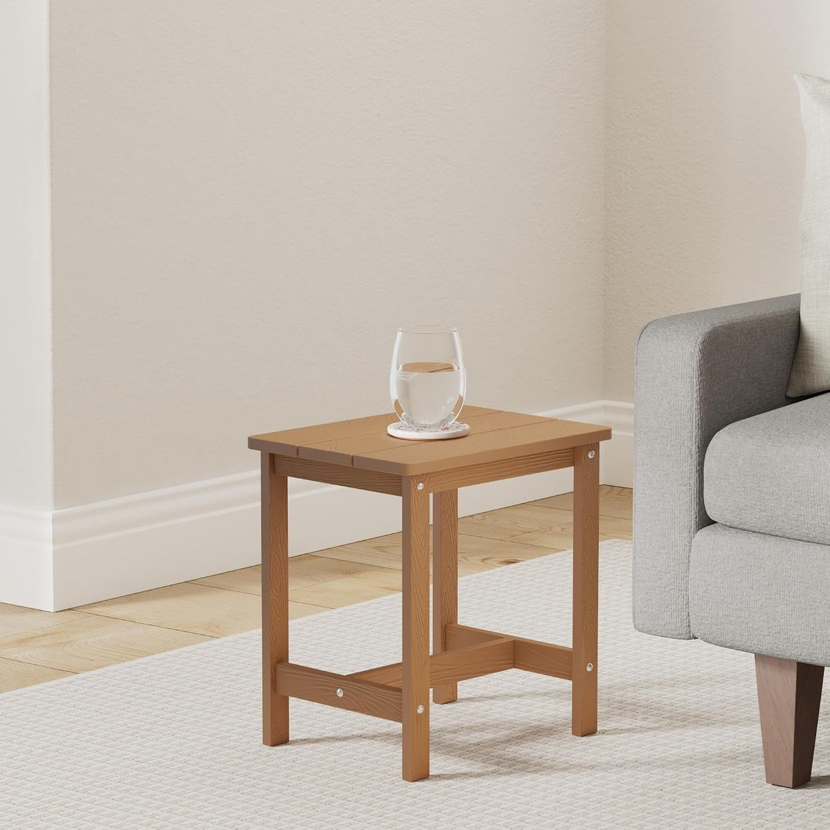 lue bona outdoor side table, hdps small outdoor shown in use