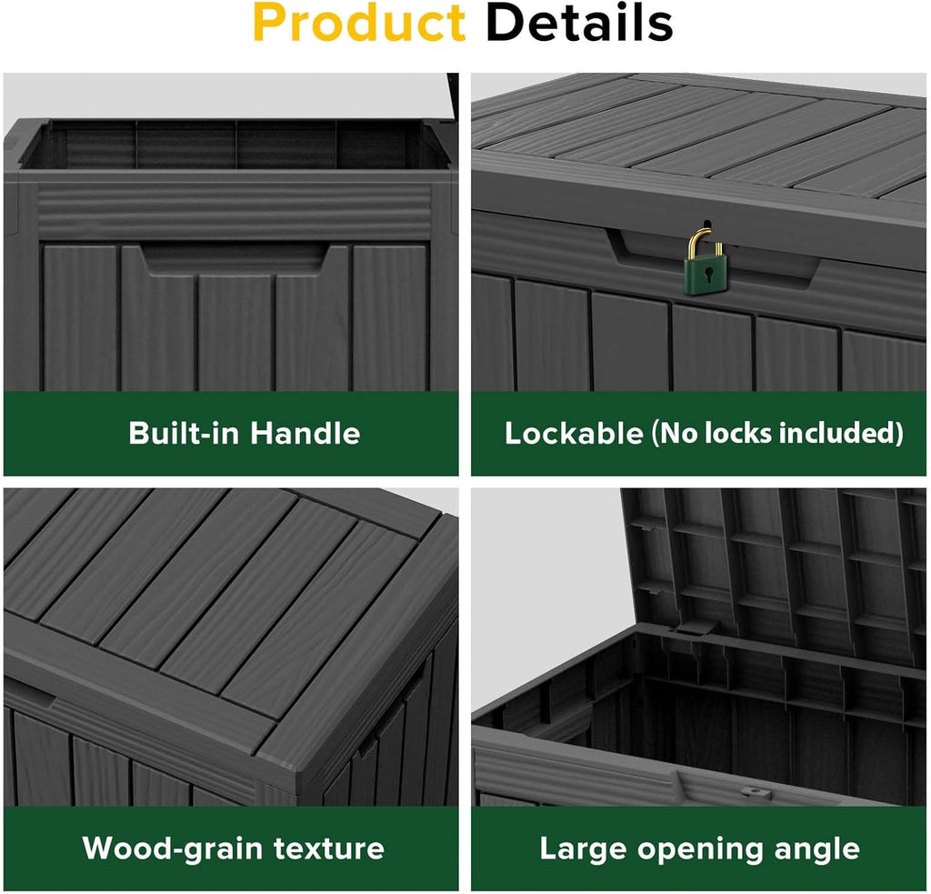 EasyUp 50 Gallon Outdoor Storage Box Waterproof Lockable Deck Boxes