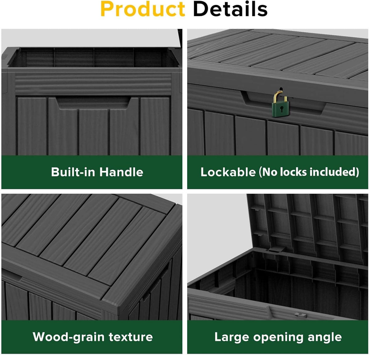 EasyUp 50 Gallon Outdoor Storage Box Waterproof Lockable Deck Boxes