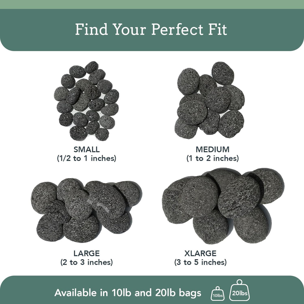 Black Lava Rocks for Fire Pit, Gas Fireplace Rocks, 1 to 2 Inch, 20 lbs