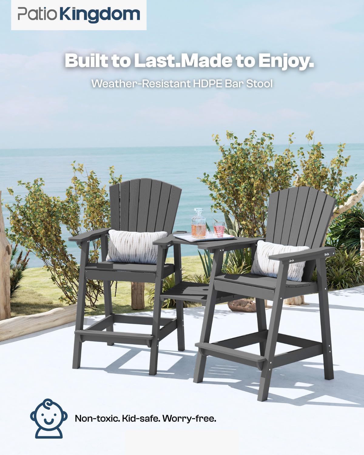 Tall Adirondack Chairs Set of 2,Grey
