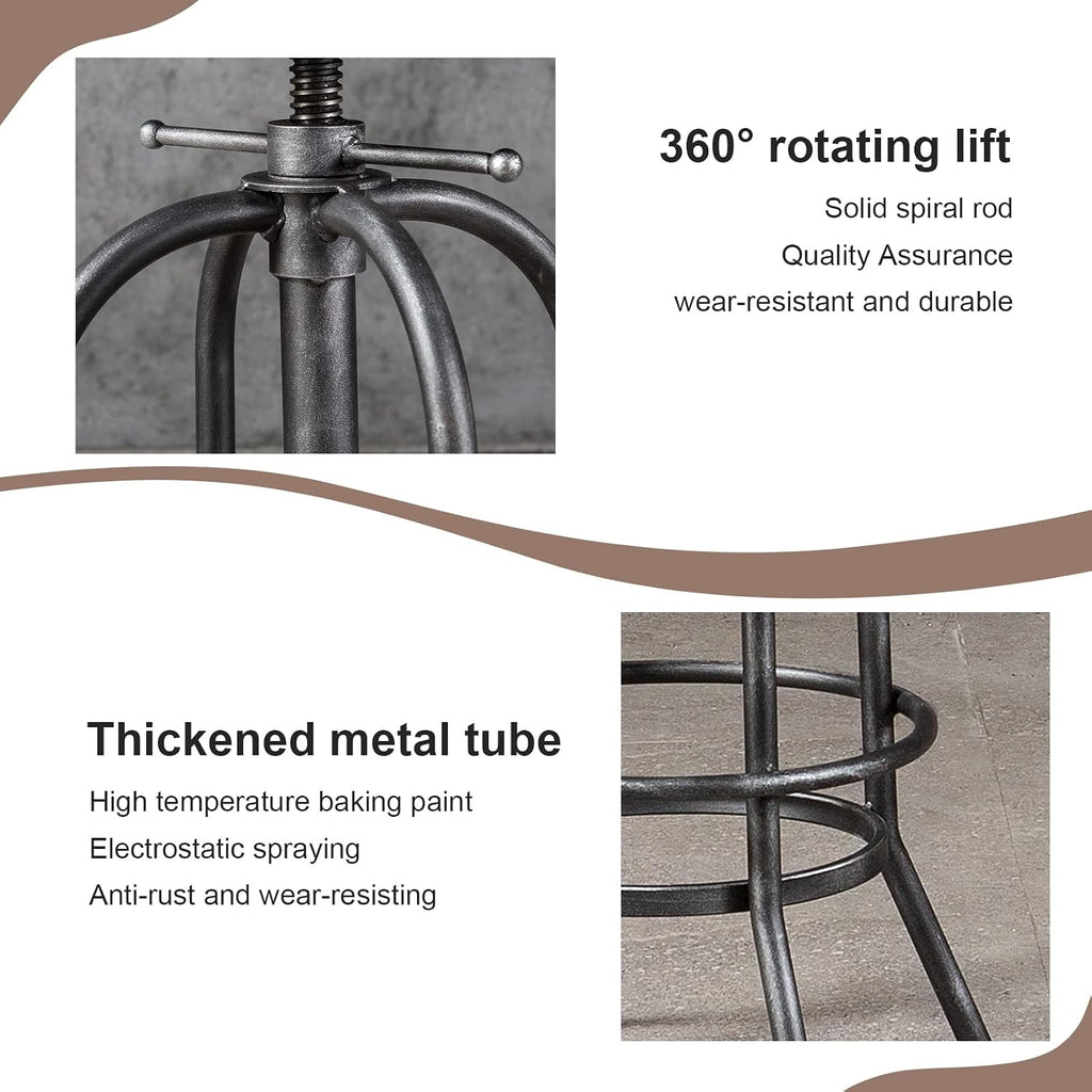LOKKHAN 3-Piece Bar Table (38.6"-48.4") & 2 Backrest Stools (26"-32") Set for Pub Kitchen Dining Living Party Bistro Breakfast, Swivel Top, Height Adjustable, Most Weld, Space-Saving