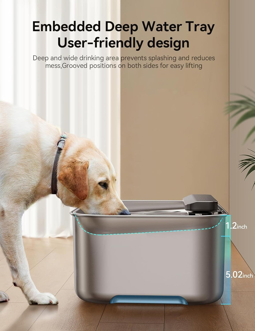 FEELNEEDY 3 Gal Stainless Steel Dog Water Fountain for Large Dog, Pet Water Fountain, Dog Water Bowl Dispenser with Water Level Window, Super Quiet for S-L Dogs and Multi-Pet