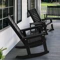 GREENVINES Oversized Outdoor Rocking Chairs Set of 2, HDPE Rocker, Black