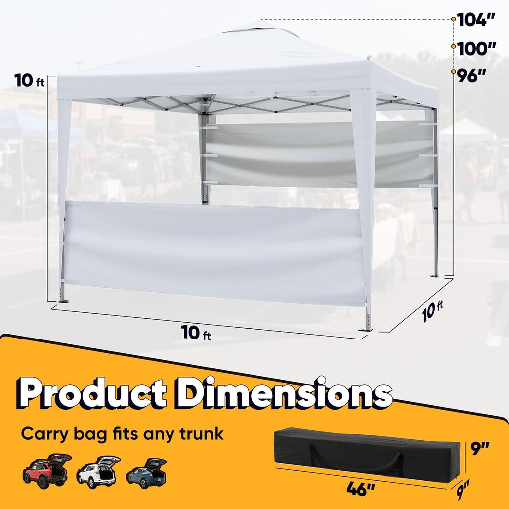 Quictent 10x10 Pop Up Canopy Tent with Half Sidewall