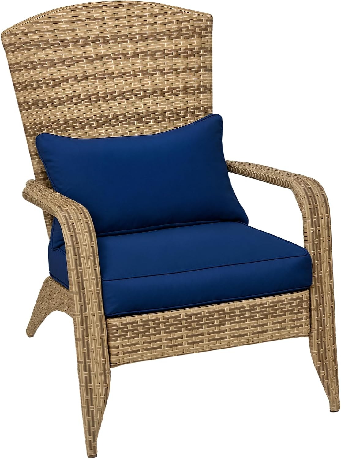 Outsunny Patio Wicker Adirondack Chair Outdoor Dark Blue