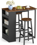 COSTWAY 3-Piece Bar Table Set, 36" Counter Height Breakfast Table Set