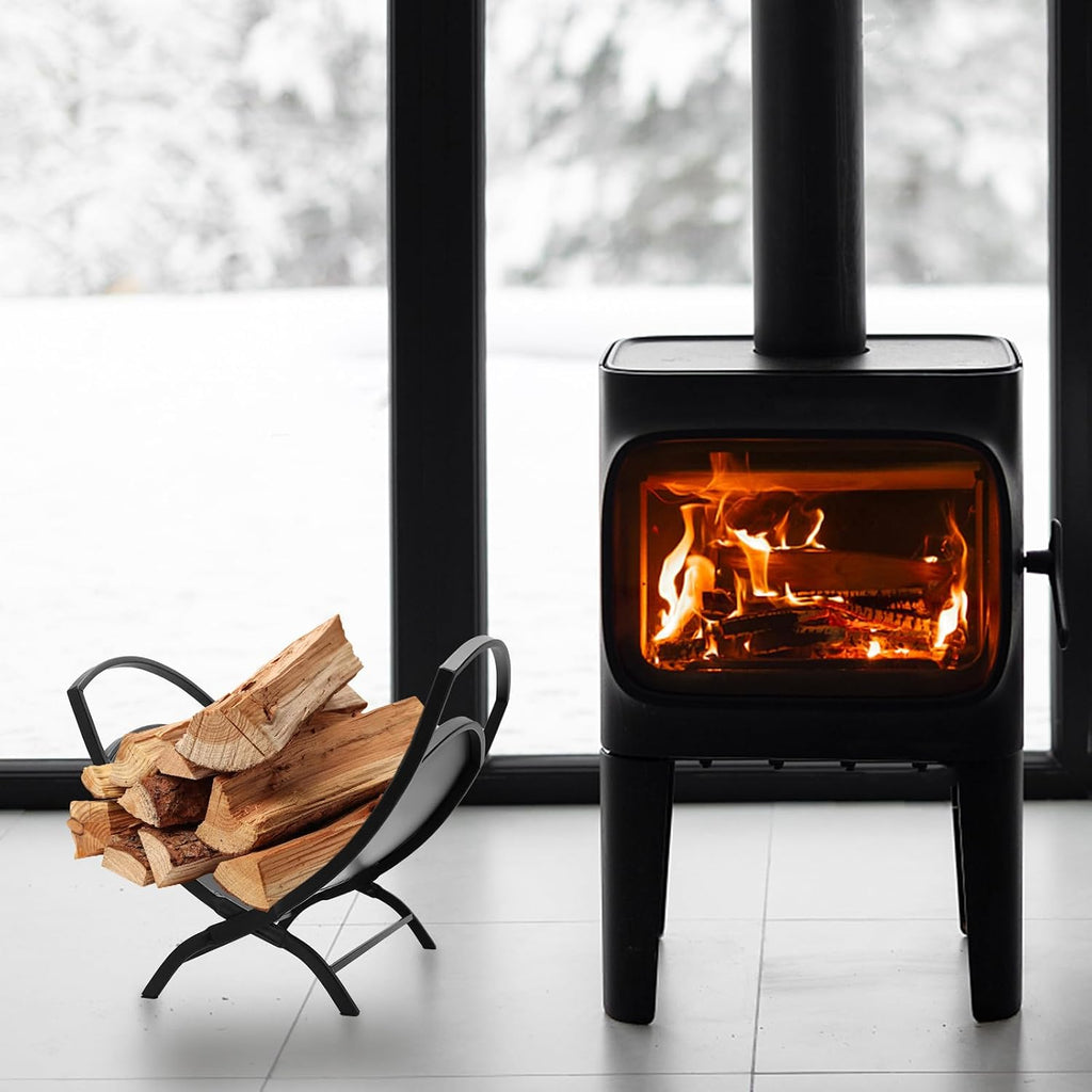 16" Small Firewood Rack Indoor - Foldable Fireplace Log Holder