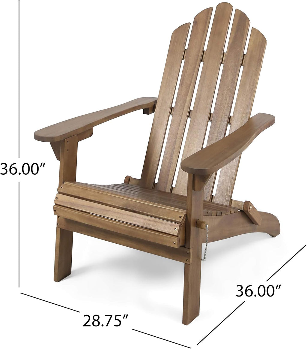 Christopher Knight Home Cara Outdoor Foldable Acacia Wood Adirondack Chair, Dark Brown Finish
