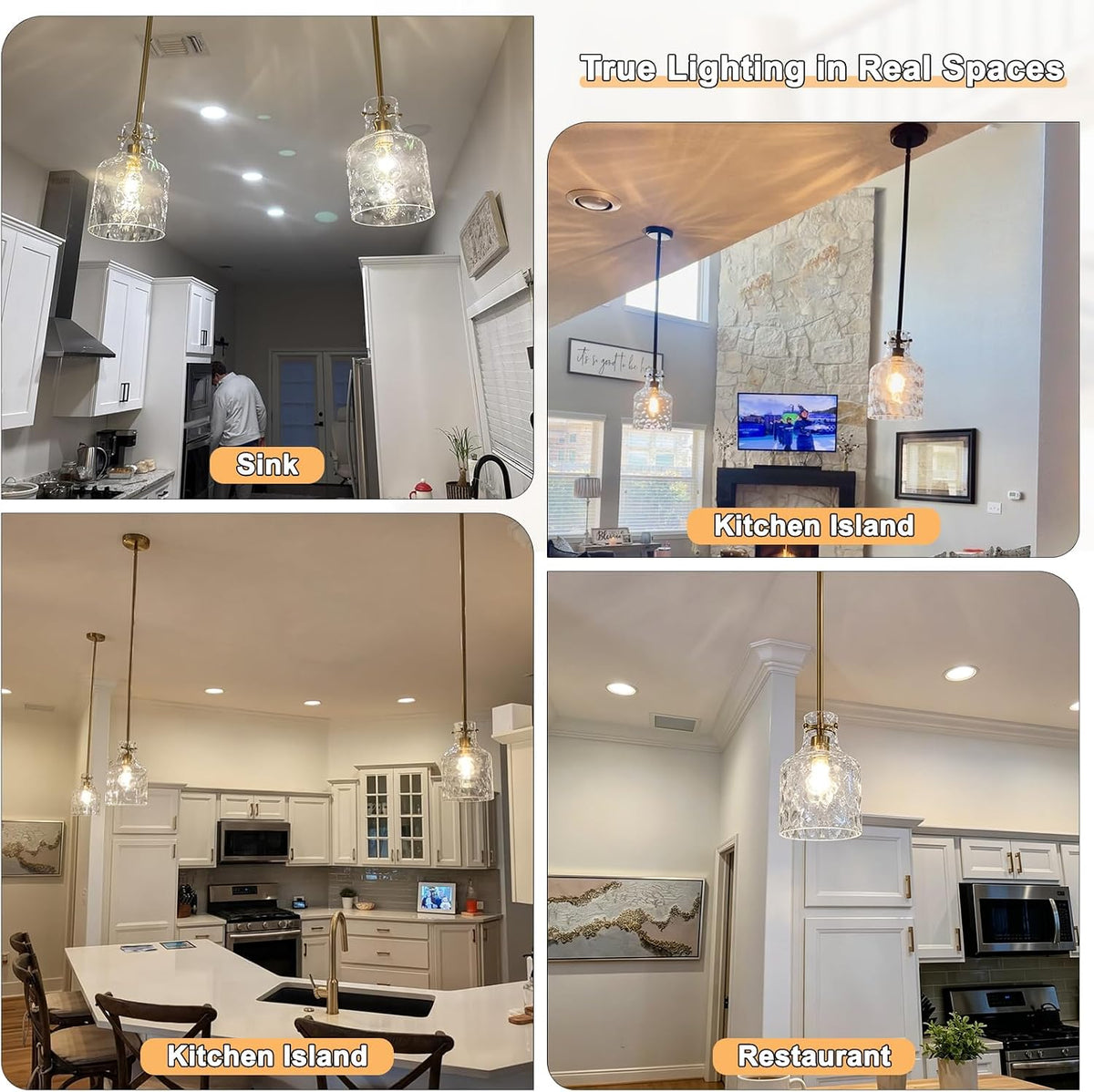 wilon industrial glass pendant lights for kitchen island, view 9