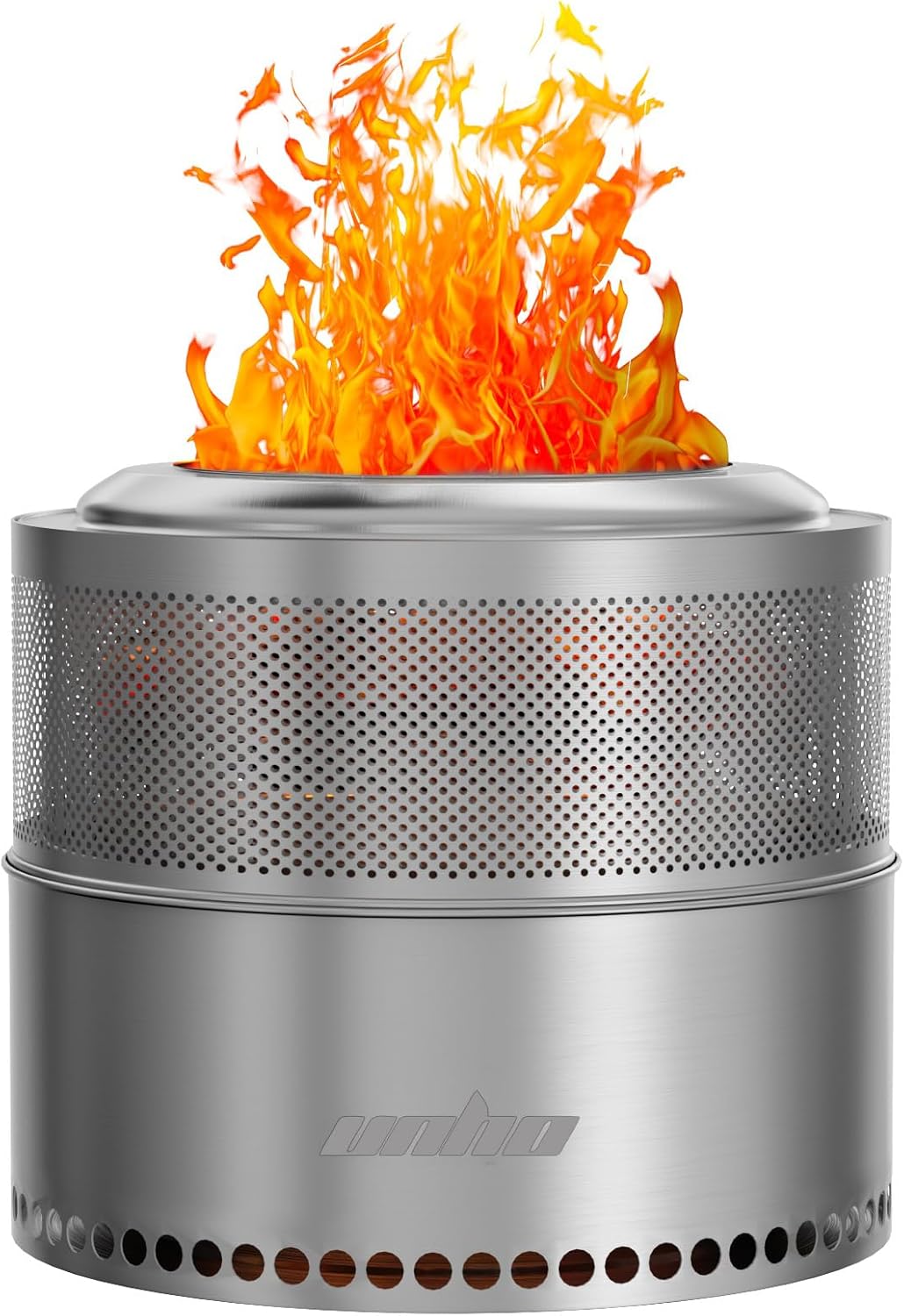 unho 20 Inch Stainless smokeless firepit for Outside Wood Burning Stove