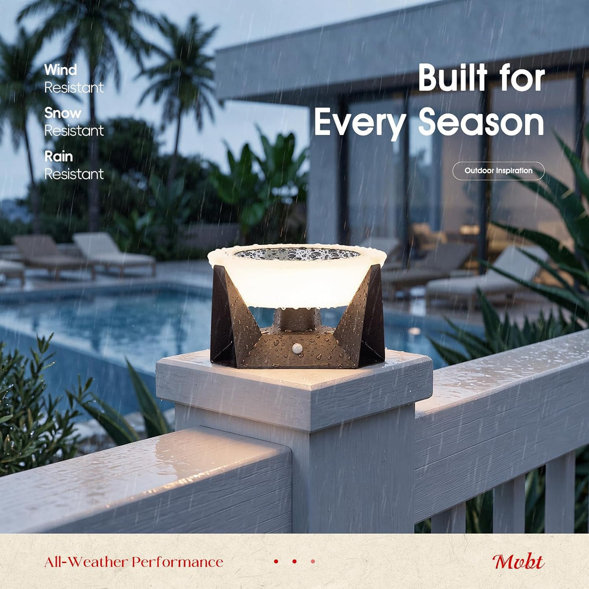 mvbt 7.1" solar post cap lights, 1 pack, side view