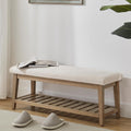 Zihanhome Entryway Shoe Bench, End of Bed Bench,Upholstered Bench(Beige)