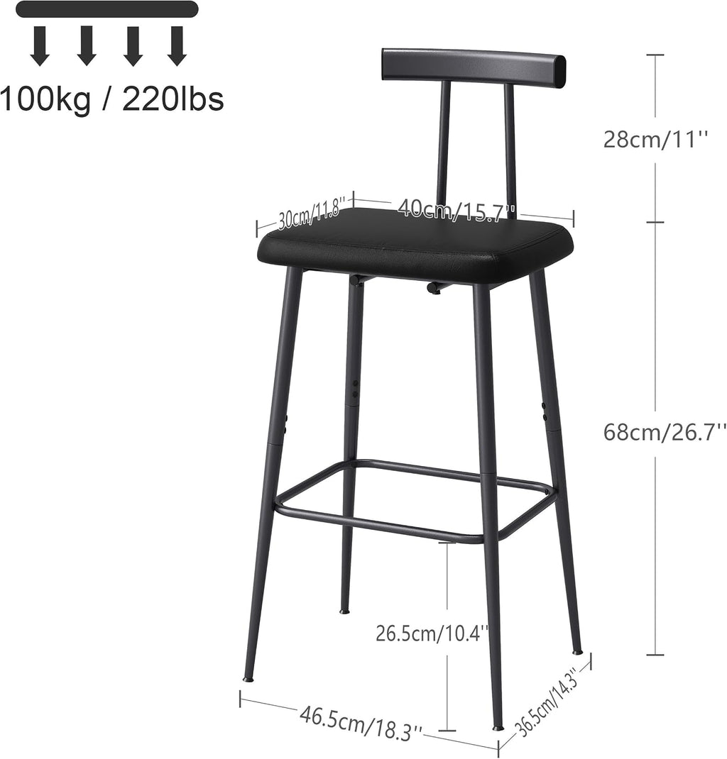 black bar stool set of 2,tall meta black shown in use