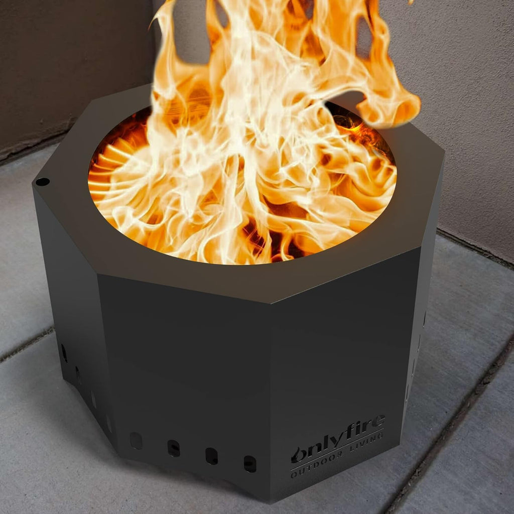 24" Modern Smokeless Fire Pit, Large Wood Burning Firepit, FP013