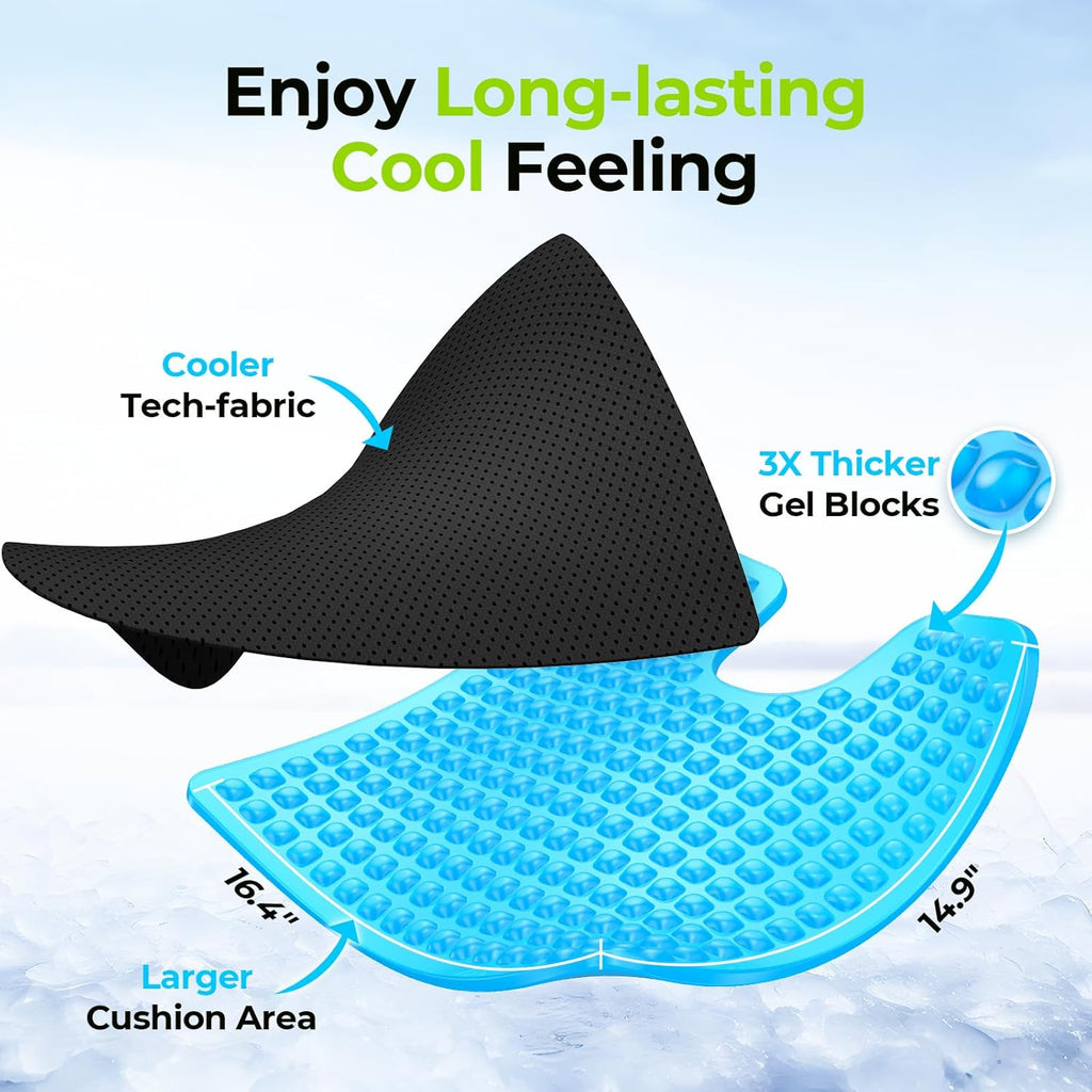 AUVON Gel Wheelchair Seat Cushion with Waterproof Cover for Pressure Sore & Ulcer, Ergonomic Chair Cushion with U-Cutout for Tailbone Pain, Back Pain Relief, Memory Foam Wheelchair Cushion, Anti-Slip