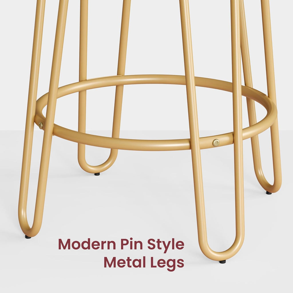 Yaheetech Bar Stools Set of 2, Velvet Counter Stools, Gold Metal Legs, Gray