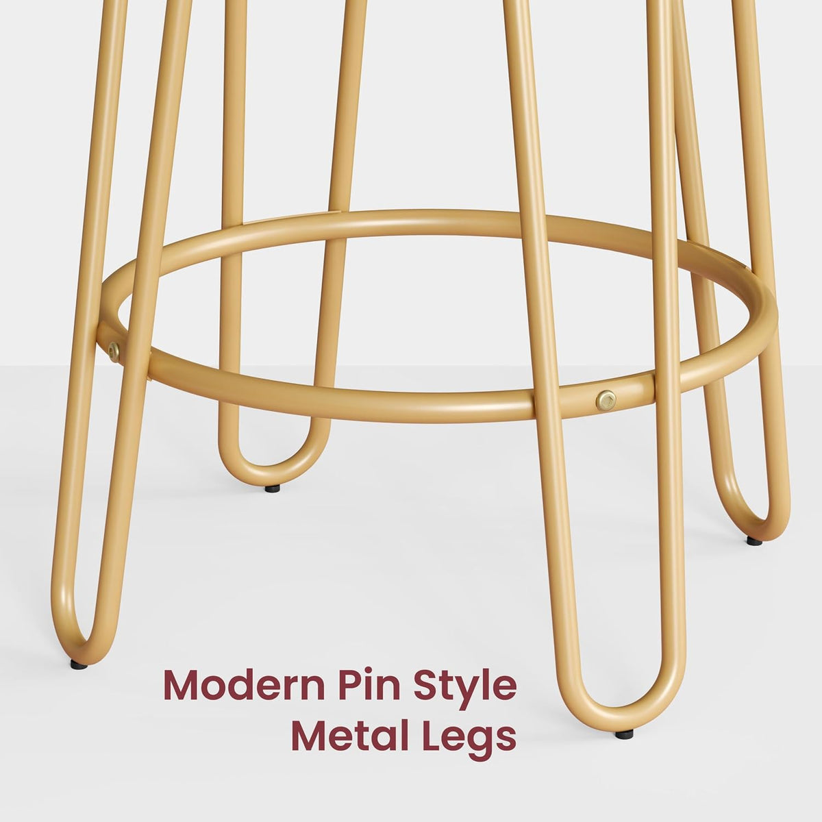 Yaheetech Bar Stools Set of 2, Velvet Counter Stools, Gold Metal Legs, Gray