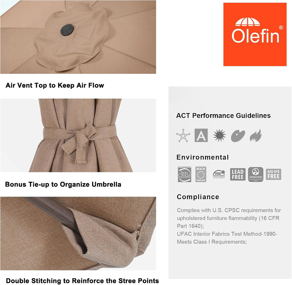 MASTERCANOPY 5-Year-Non-Fading Olefin 9FT Patio Umbrella Replacement Canopy-Orange Canopy Only