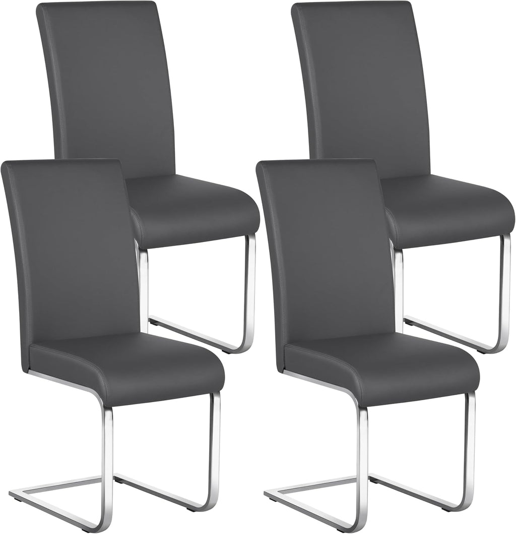 Yaheetech Dining Chairs Set of 4 High Back Modern Kitchen Chairs Light Gray