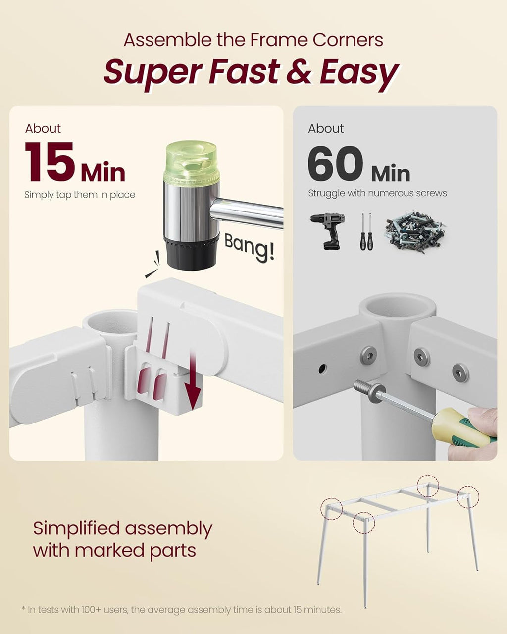 VASAGLE 55.1" Dining Table for 4-6 People, Modern Kitchen Table