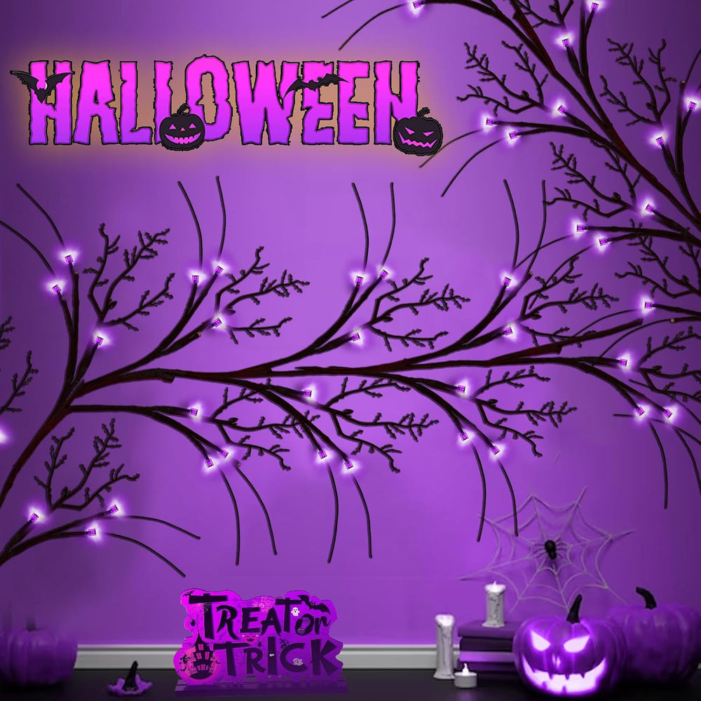 Couah [8 Modes & Timer] 9 Ft 72 LED Halloween Willow Vine Twig Garland wi...