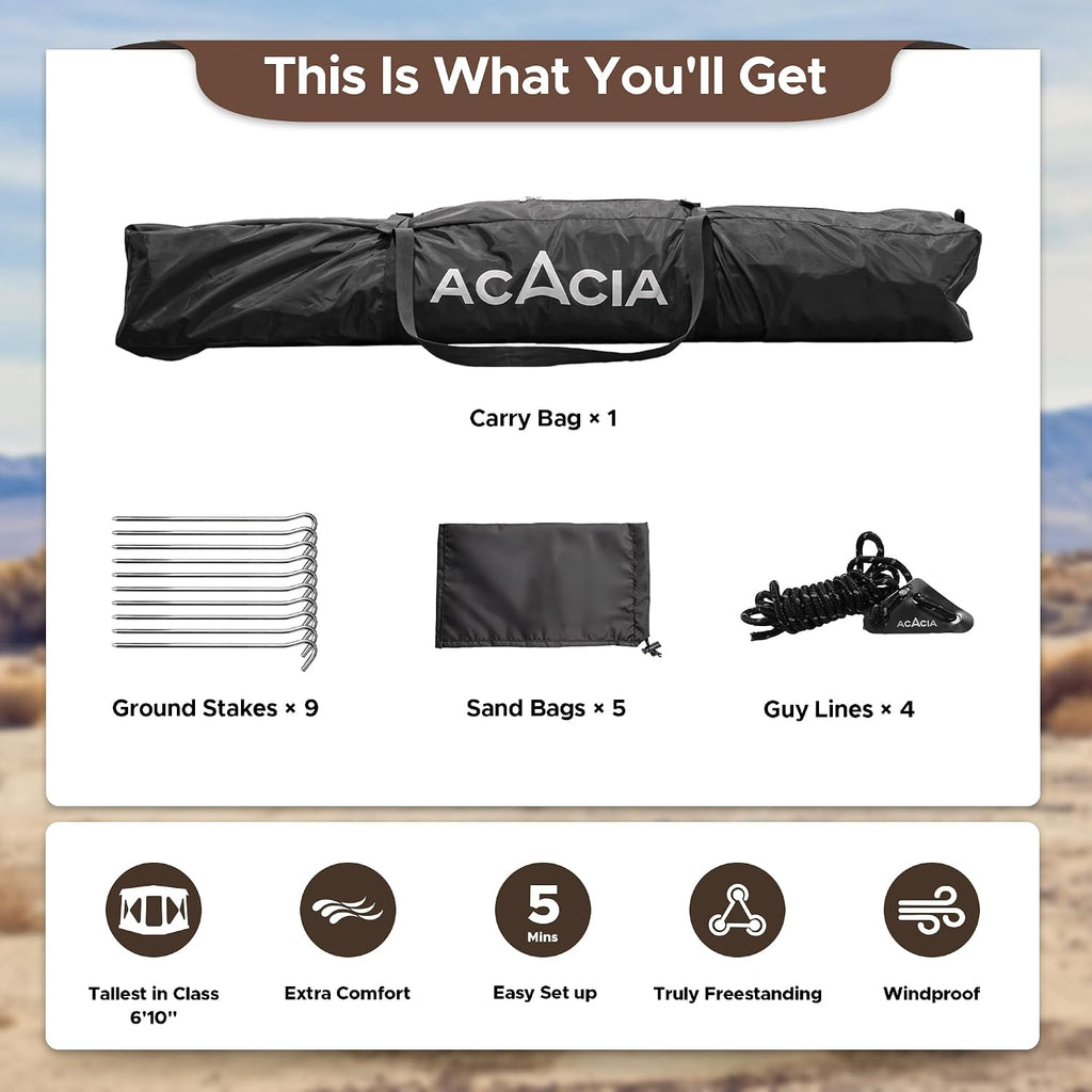 Space Acacia Lite Camping Tent, Pop Up Tents for Camping, Lightweight & Durable Beach Tent, Level 7 Wind Resistance, UPF 50+ | Quick Setup for Camping & Backyard, Banyan