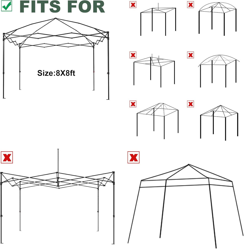 canopy replacement top for most 8x8ft straight leg, package contents