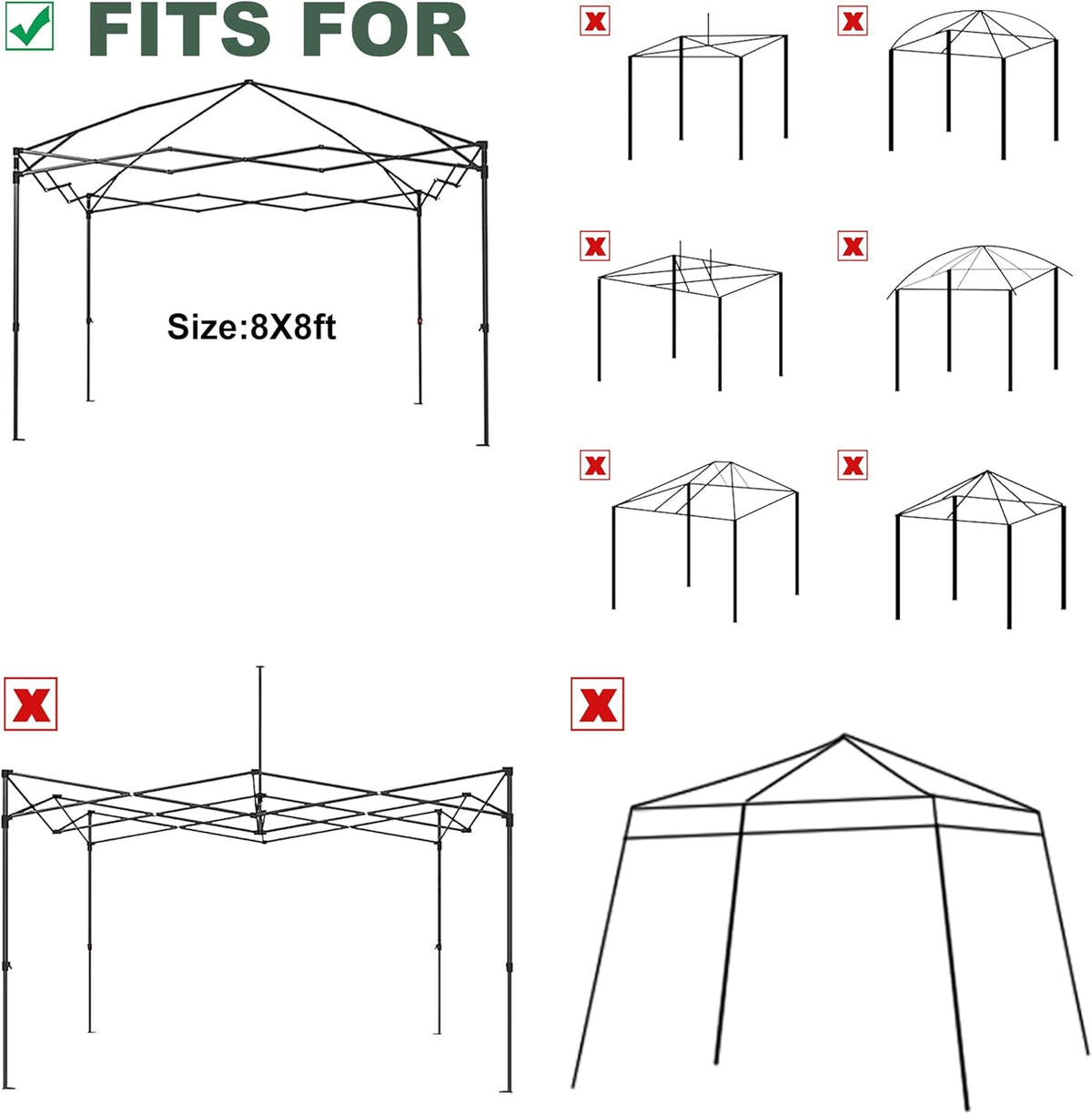 canopy replacement top for most 8x8ft straight leg, package contents