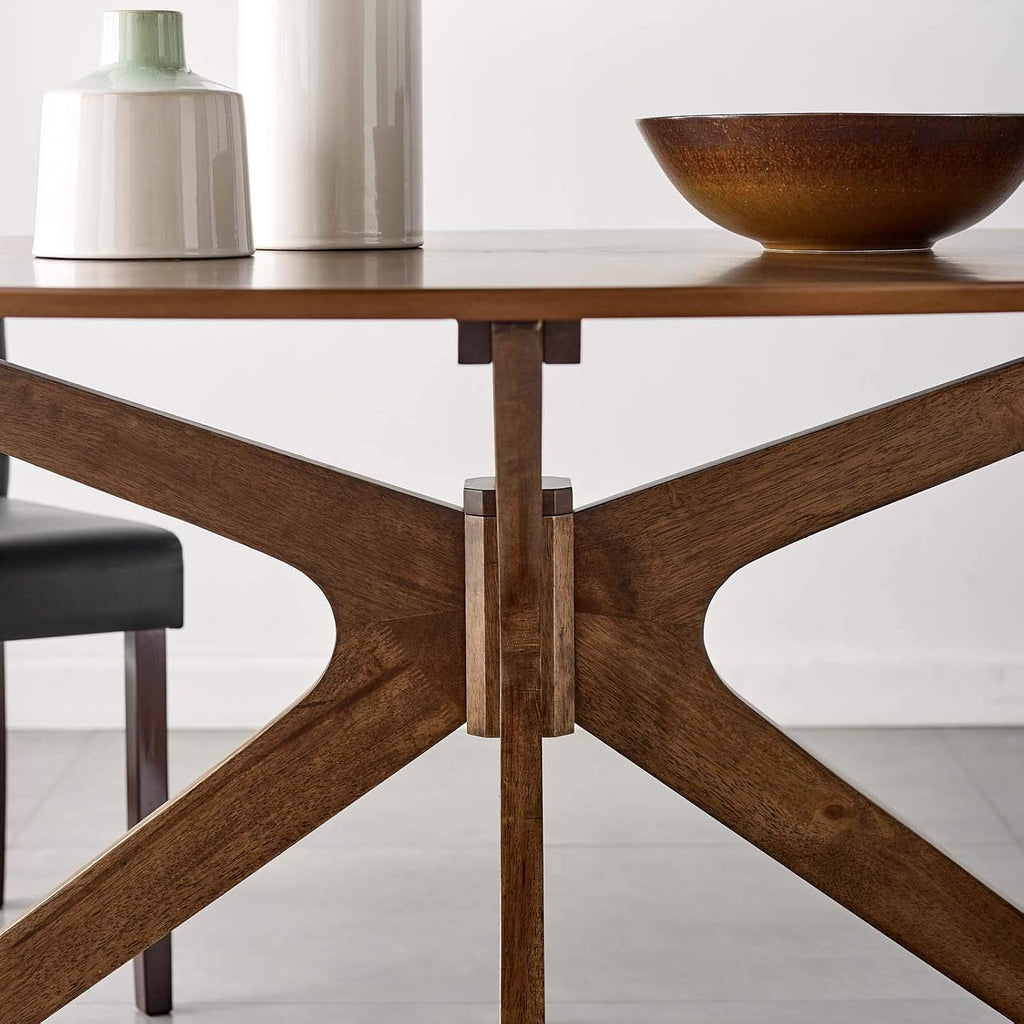 Modway Crossroads 63" Oval Wood Dining Table, Walnut