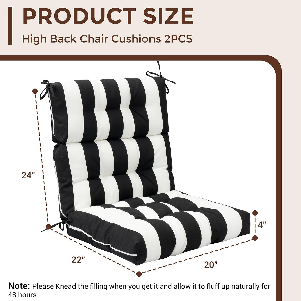 funhome indoor/outdoor high back chair cushions set of shown in use