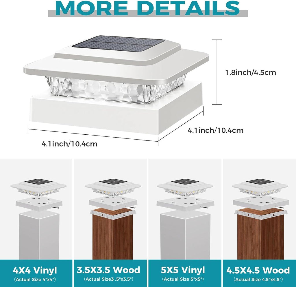 kolpop solar post cap lights outdoor 10 pack, package contents