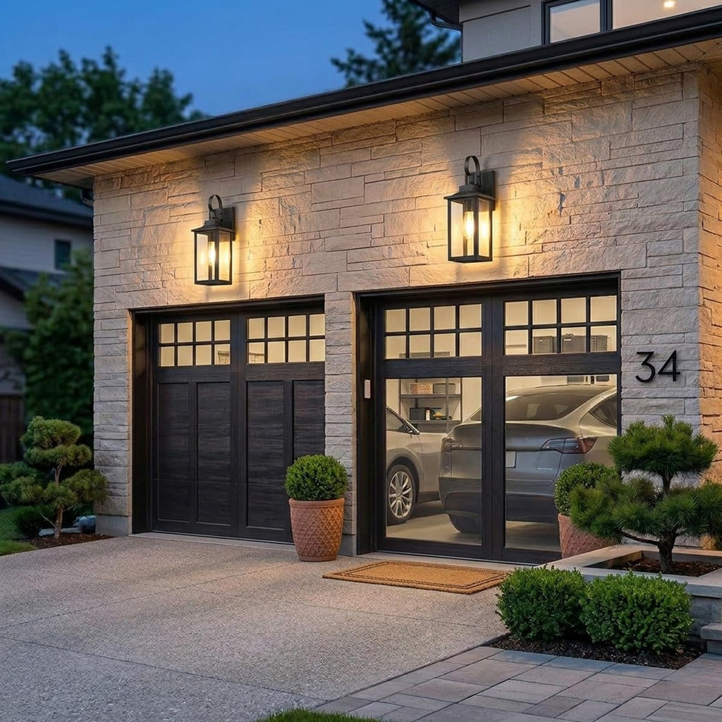 17" Large Outdoor Wall Lights for House 2-Pack, Matte Black