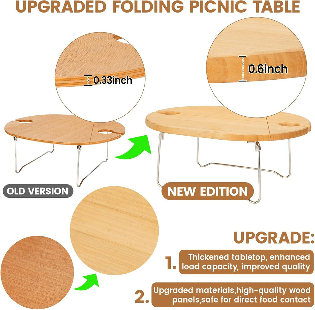 Wicker Picnic Baskets Set for 4 with Wine Table for Family, Beige