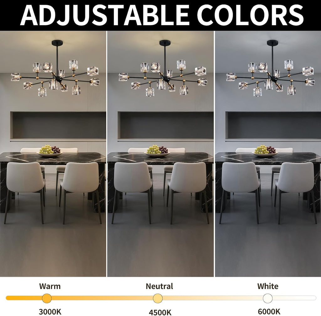 Sputnik Crystal Chandelier with 12-Light, Modern Light Fixture