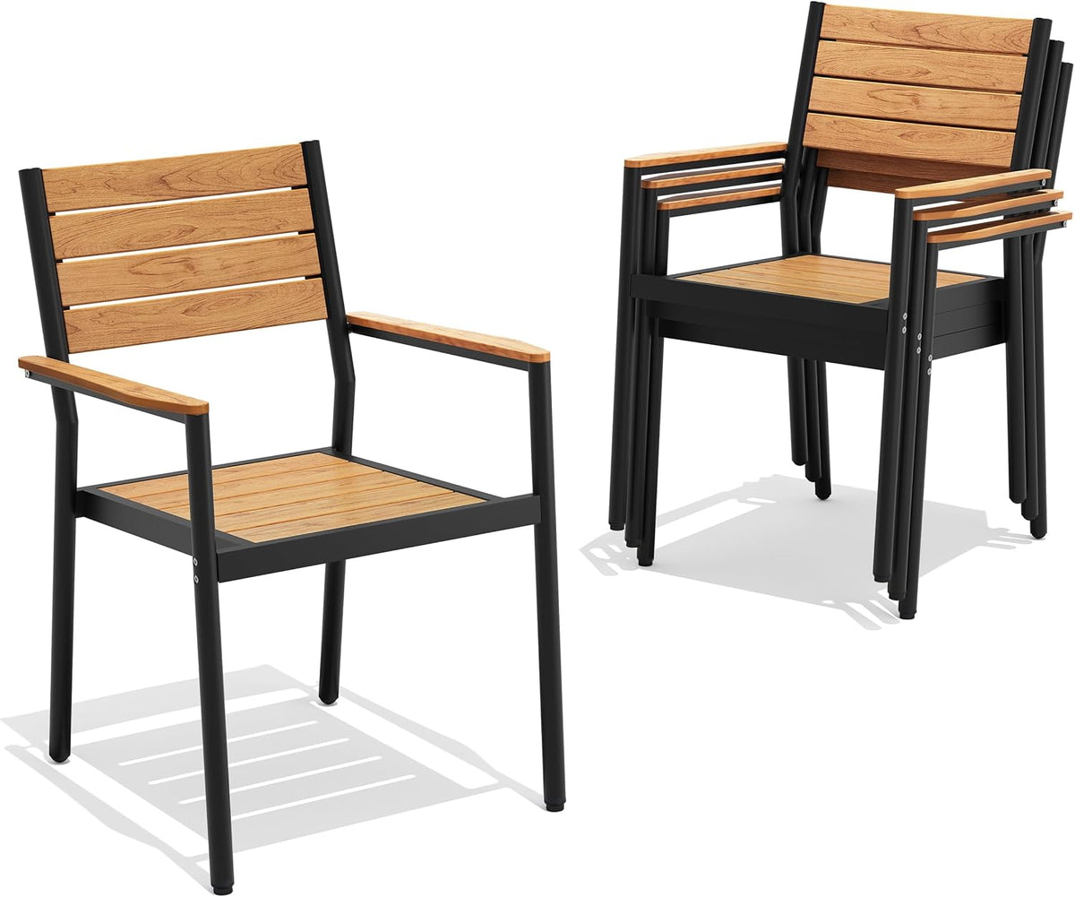 Pellebant Stackable Outdoor Patio Dining Chairs Set of 4