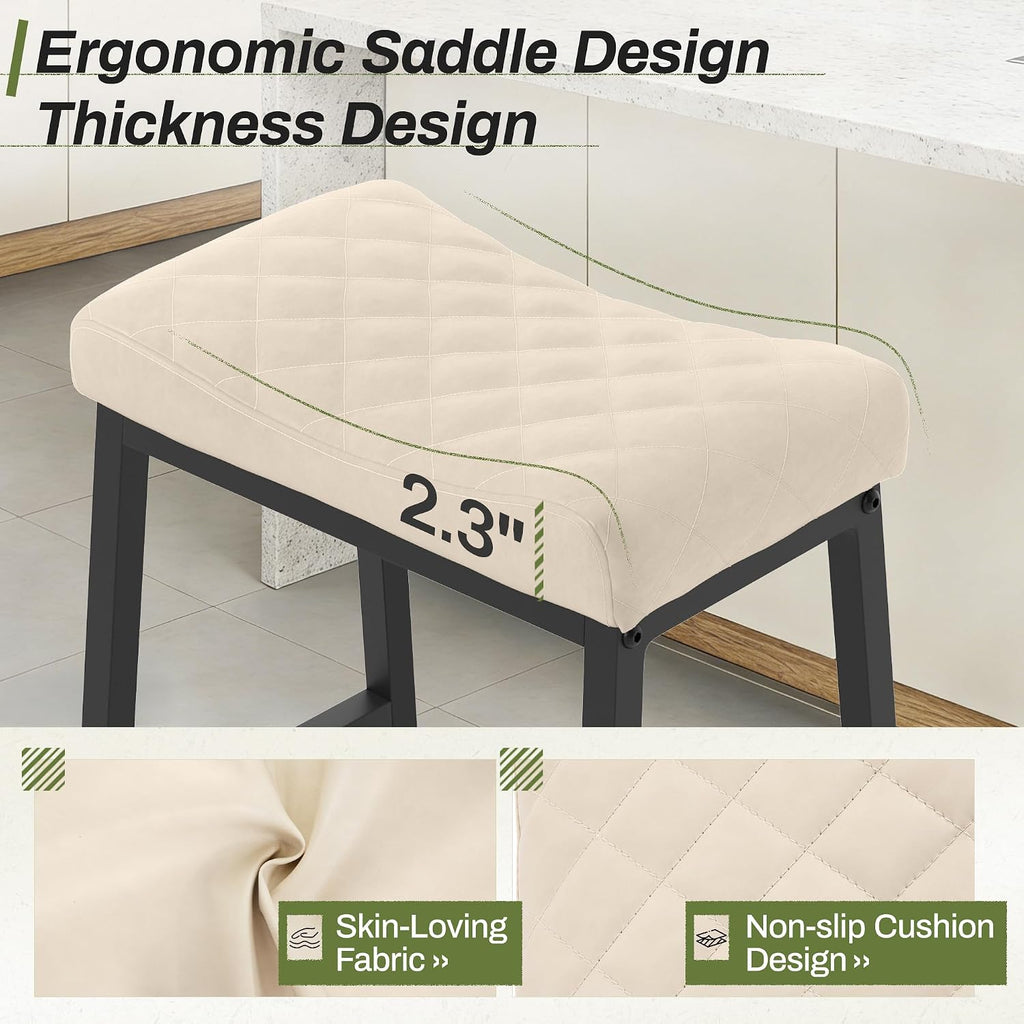 counter height bar stools set of 3, saddle, close-up detail