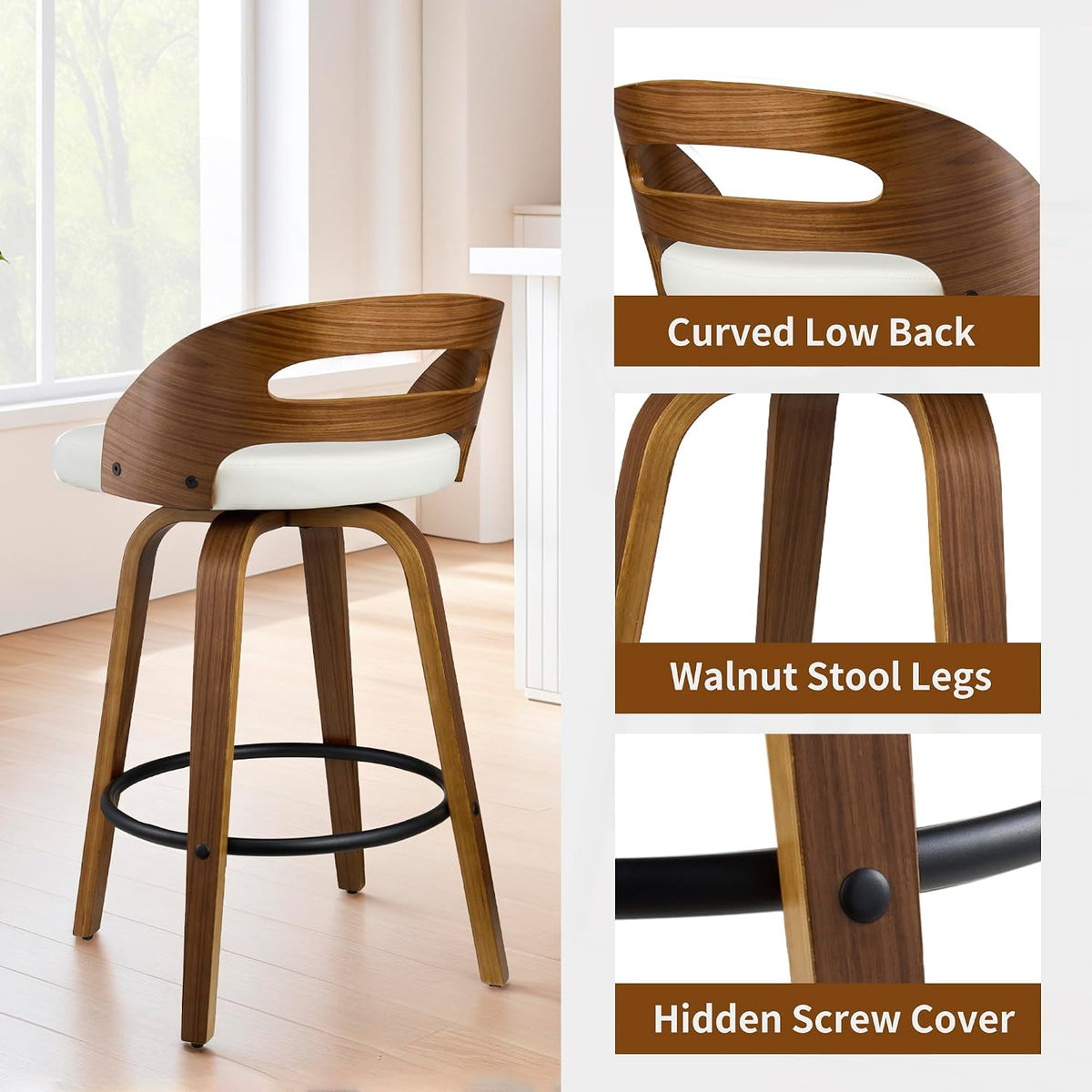 26" swivel pu leather counter height bar stools, package contents