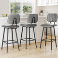 Raynesys 29-Inch Leather Bar Stools Set of 3 with High Backrest, Grey