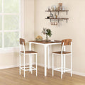 HOMCOM 3-Piece Counter Height Bar Table Space-Saving Walnut/White