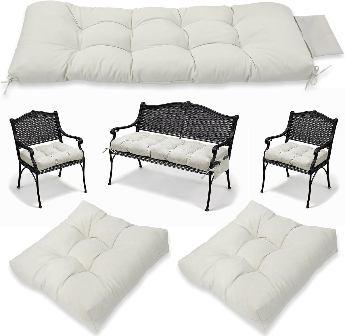 Yddsky 3Pcs Wicker Chair Cushion Sets for Patio Furniture,White,47*19*4''