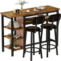 Bar Table and Chairs Set, 47'' Counter Height Dining Table Set with Storage