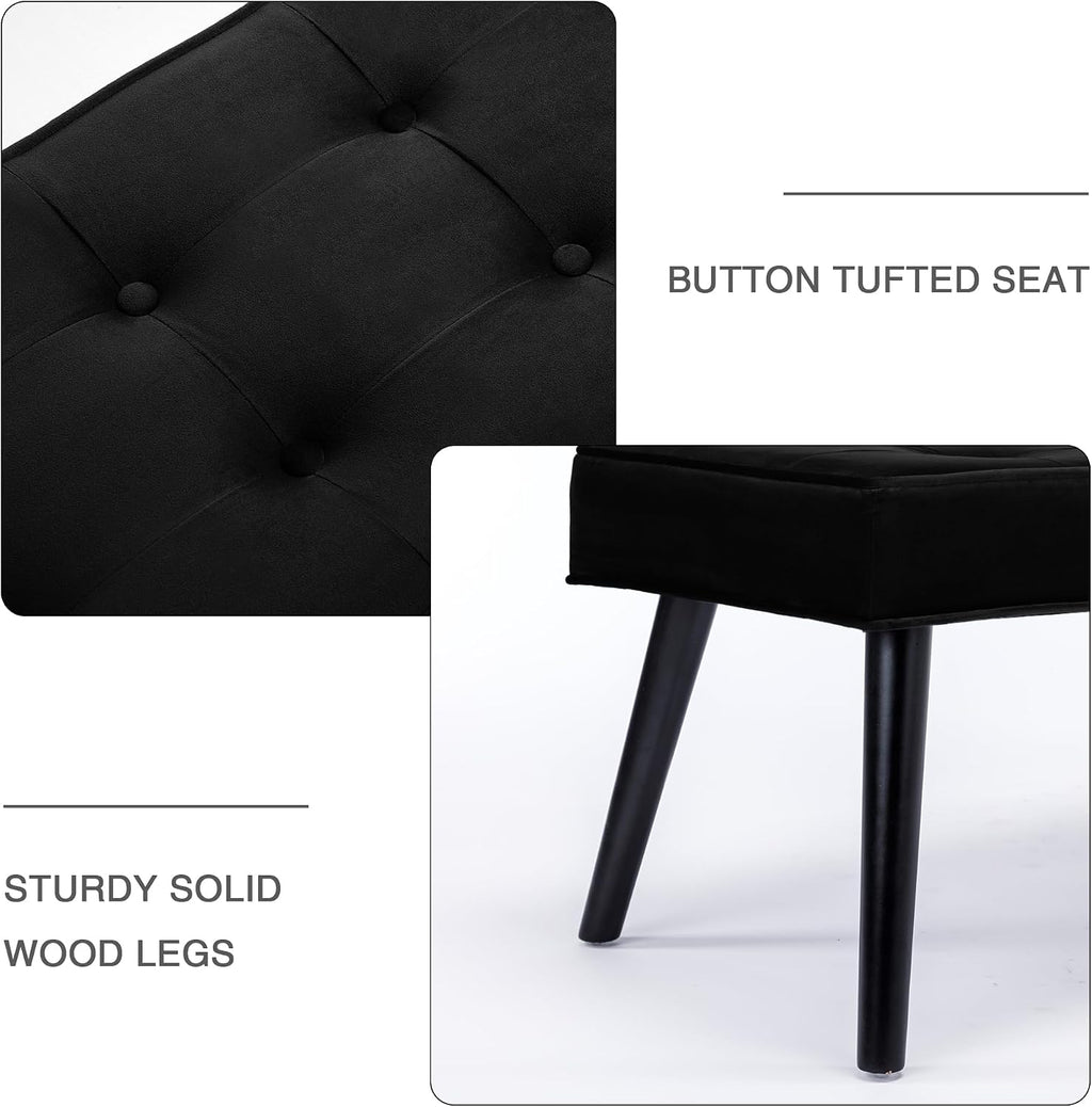 LOULENS Entryway Bench, 40" Modern Velvet End of Bed Bench, Black