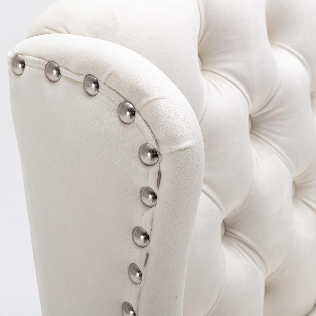 DUOMAY Modern Tufted 30" Bar Stools Set of 4, Velvet White