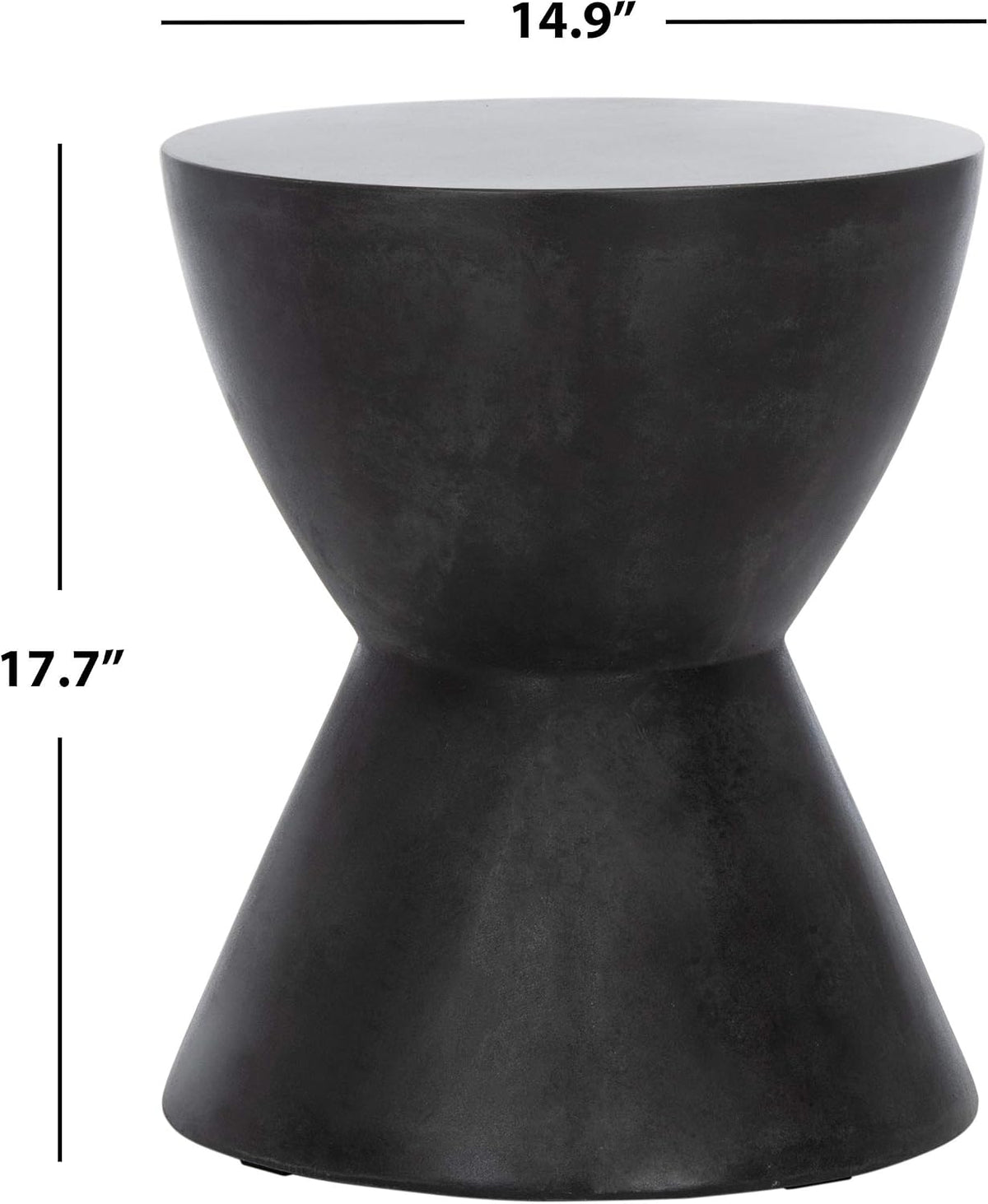 SAFAVIEH Outdoor - Athena Accent Stool - Black Concrete - Sculptural Drum Design - Ideal for Living Room, Patio, Deck, Sunroom, 14.9" W x 14.9" D x 17.7" H (VNN1011C)