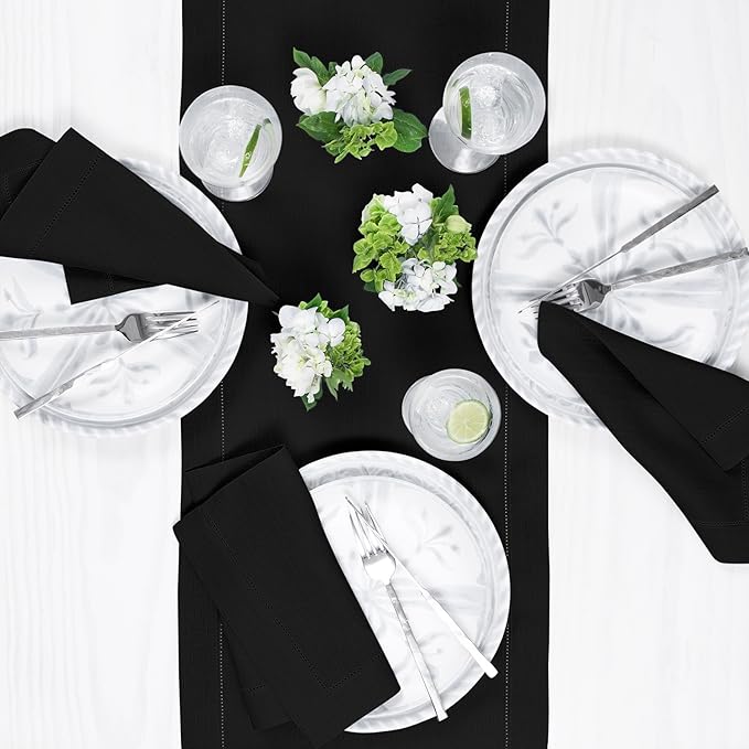 Solino Home Linen Black Table Runner 156 Inches Long - 100% Pure Linen Extra ...