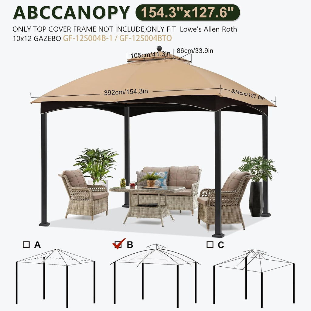 abccanopy riplock gazebo replacement canopy for #gf-12s004b-1, beige, package contents