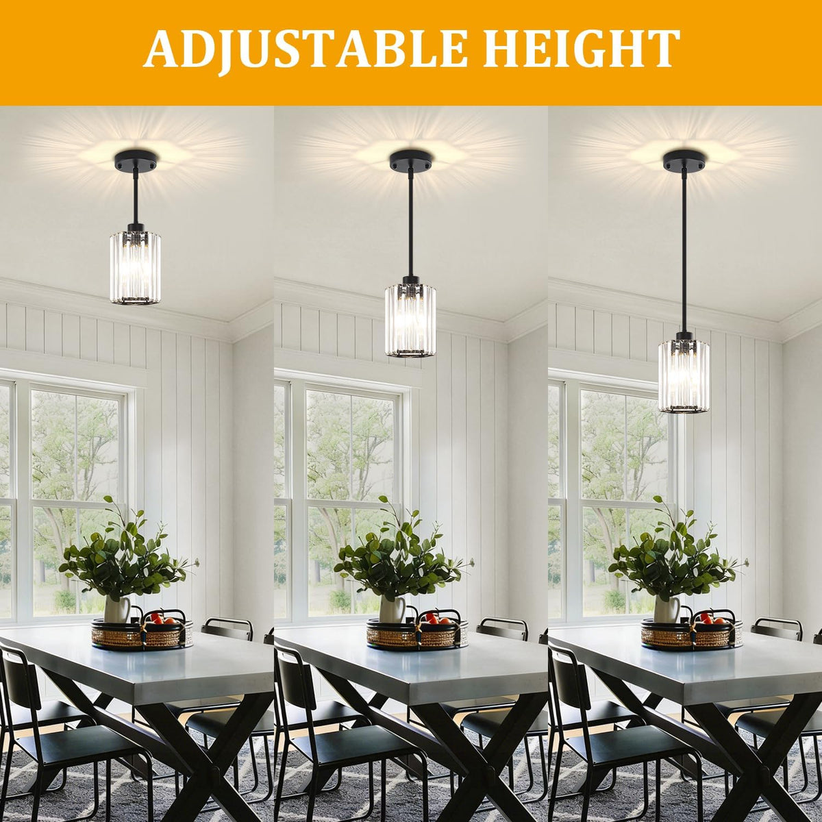 Black Pendant Lights Kitchen Island Modern Crystal Hanging Pendant Light