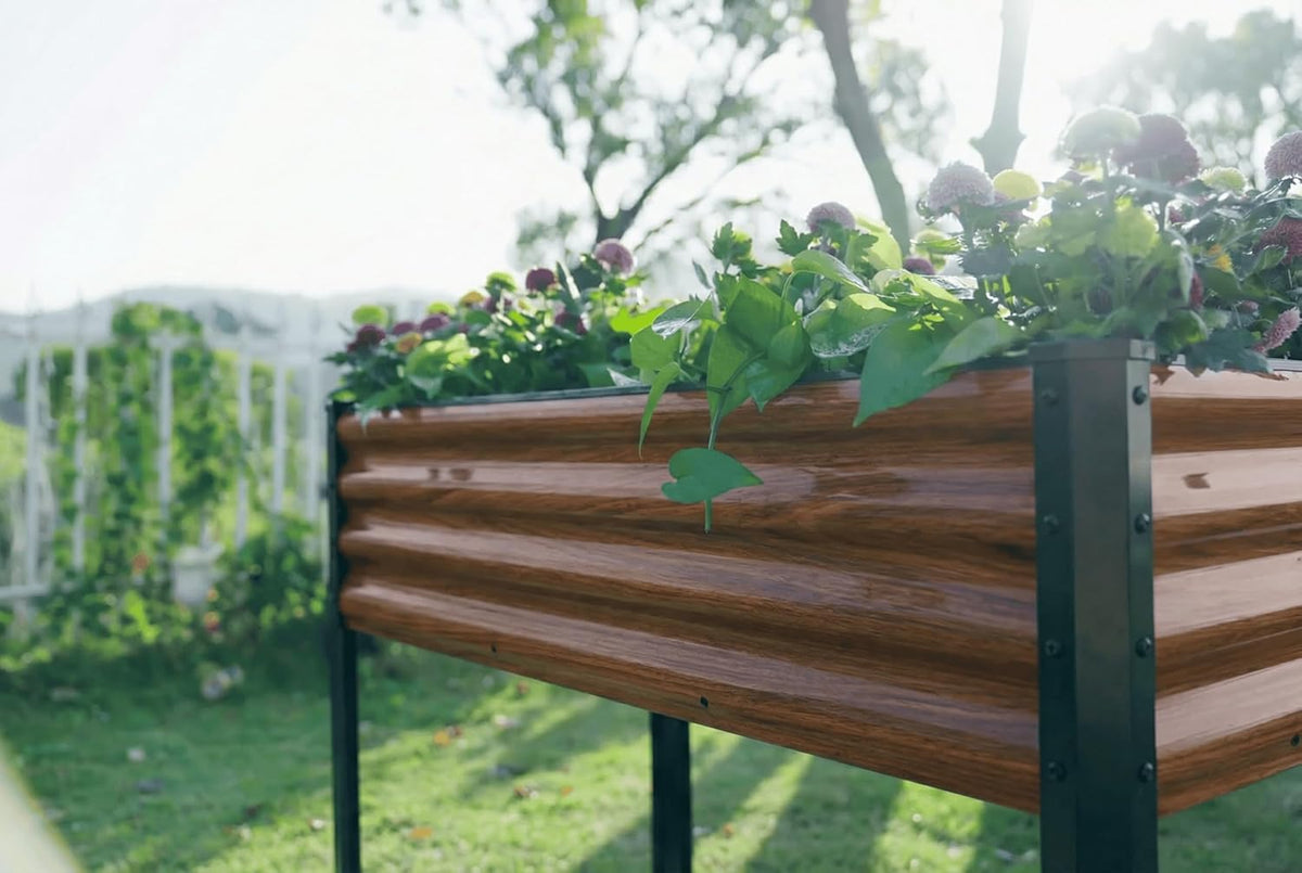 SnugNiture Raised Garden Bed with Legs, 48×18×32in, 2 Pack, Brown